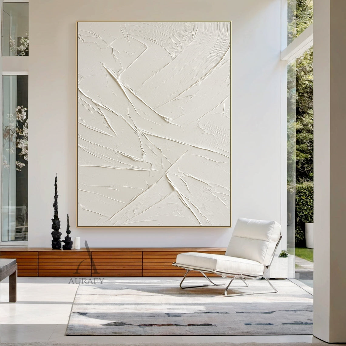Closeup of handcrafted beige minimalist textured wall art, thick hand-applied impasto plaster and acrylic knife strokes form raised sweeping curves and angular linear textures, monochromatic warm low-saturation beige palette with no figurative patterns, wabi-sabi Japandi style abstract canvas decor suitable for cream, wabi-sabi, minimalist, Nordic home interior spaces.