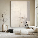 Minimalist Wall Art Beige Japandi Tactile Plaster Mottled Texture Brushstroke Abstract Art AURA548