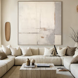 Minimalist Wall Art Beige Japandi Tactile Plaster Mottled Texture Brushstroke Abstract Art AURA548