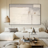 Minimalist Wall Art Beige Japandi Tactile Plaster Mottled Texture Brushstroke Abstract Art AURA548