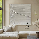 Minimalist Gray Wall Art Impasto Texture Tactile Surface Knife Strokes Sculpted Canvas Modern Decor AURA552