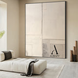 Minimalist Wall Art Beige Plaster Textured Japandi Style Tactile Surface Geometric Block Artwork AURA550
