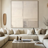 Minimalist Wall Art Beige Plaster Textured Japandi Style Tactile Surface Geometric Block Artwork AURA550