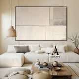 Minimalist Wall Art Beige Plaster Textured Japandi Style Tactile Surface Geometric Block Artwork AURA550