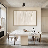 Minimalist Wall Art Beige Impasto Wave Texture Tactile Sculpted Canvas Minimalist Luxe Artwork AURA553