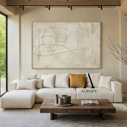 Minimalist 3D High-Relief Plaster Wall Art | Abstract Organic Shapes with Irregular Edges | Beige Background with Soft Yellow Undertones | Thick Textured Plaster with Natural Undulations | Ideal for Japandi Living Space, Minimalist Bedroom, or Modern Home Decor | AURA541