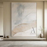 Abstract Plaster Art Beige White Tactile Textured High-Relief Minimalist Luxe Wall Decor AURA488