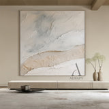 Abstract Plaster Art Beige White Tactile Textured High-Relief Minimalist Luxe Wall Decor AURA488
