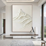 Minimalist Wall Art Beige Impasto Tactile Surface Knife Strokes Wabi-Sabi Abstract Mountain Art AURA554