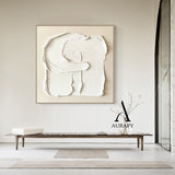 Minimalist Wall Art Plaster Textured Wabi Sabi Japandi Beige White High Relief Tactile Sculpted Decor AURA541