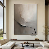 Minimalist Wall Art Gray Brown Tactile High-Relief Plaster Textured Modern Organic Canvas AURA545