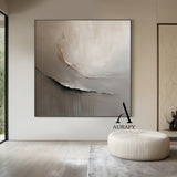 Minimalist Wall Art Gray Brown Tactile High-Relief Plaster Textured Modern Organic Canvas AURA545