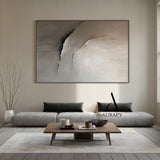 Minimalist Wall Art Gray Brown Tactile High-Relief Plaster Textured Modern Organic Canvas AURA545
