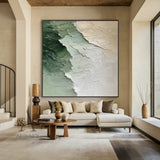 Modern 3D Textured Painting Green Beige for Living Room Decor AURA282