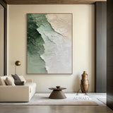 Modern 3D Textured Painting Green Beige for Living Room Decor AURA282