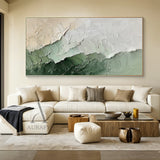 Modern 3D Textured Painting Green Beige for Living Room Decor AURA282