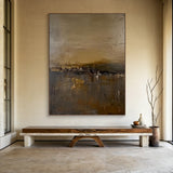 Modern Abstract Wall Art Beige Brown Neutral Entryway Decor Painting AURA197