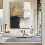 Abstract Neutral Wall Art Impasto Brushstrokes Scraped Tactile White Brown Black Modern Textured Canvas AURA503