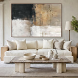 Abstract Neutral Wall Art Impasto Brushstrokes Scraped Tactile White Brown Black Modern Textured Canvas AURA503