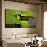 Green Abstract Art Impasto Sculpted Knife Strokes Tactile High-Relief Bold Modern Piece AURA460