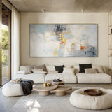 Modern Abstract Blue Beige Gold Wall Art for Living Room - AURA187