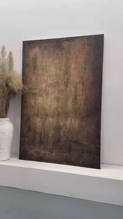 Minimalist Colorfield Wall Art – Bronze & Umber Gradient – AURA013 (Vertical)