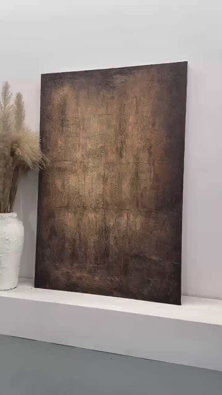 Minimalist Colorfield Wall Art – Bronze & Umber Gradient – AURA013 (Vertical)