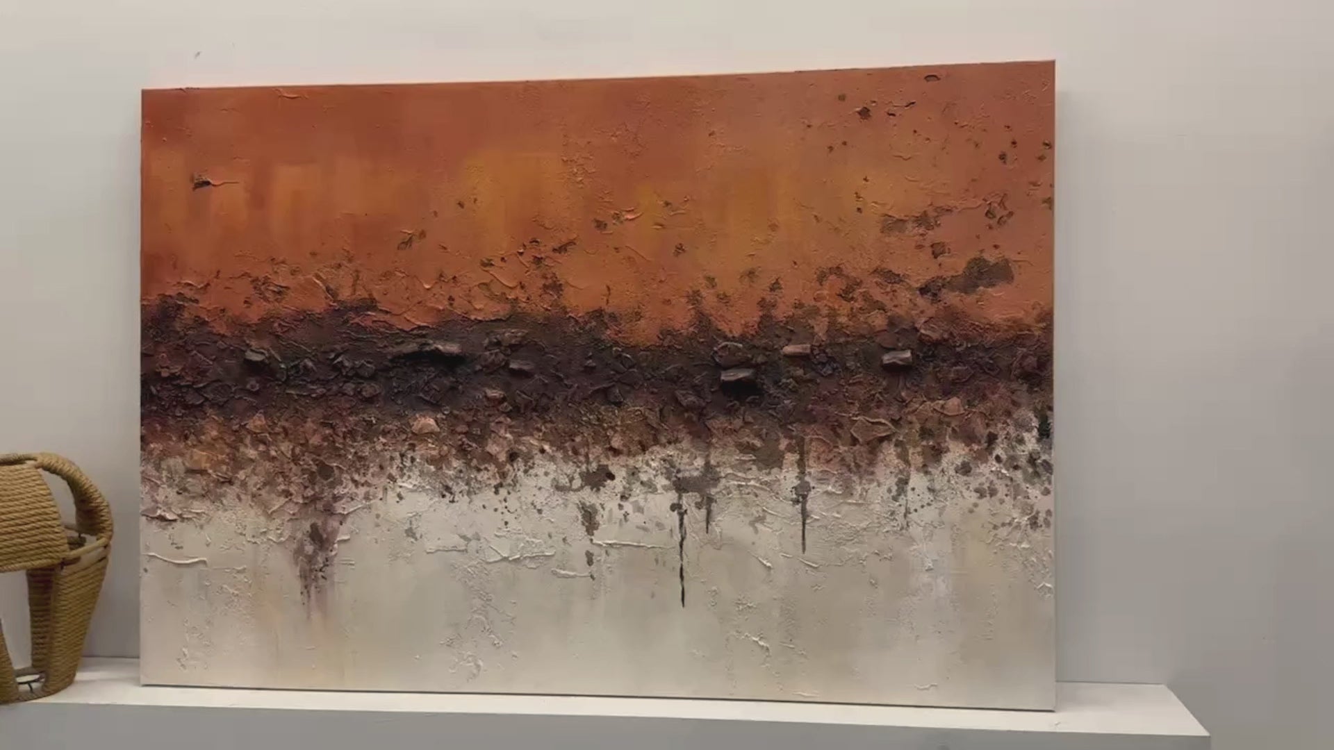 Wabi Sabi Brown Beige Abstract Textured Wall Art Decor -AURA184