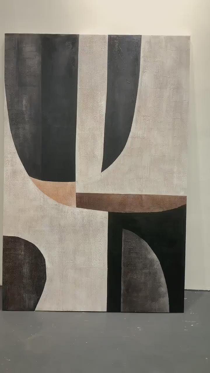 Curved Harmony Black Brown Texture Wall Art – AURA053(Vertical)