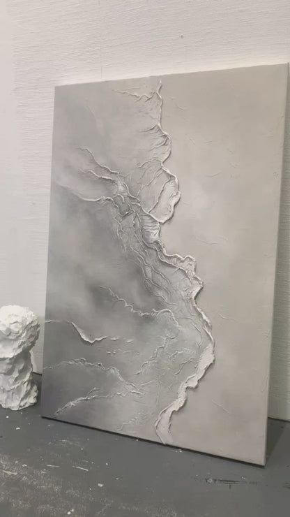 Quiet Tide-Gray Waves & Sky Minimalist Art-AURA117