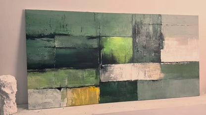 Wabi Sabi Green Abstract Wall Art for Living Room Decor AURA168