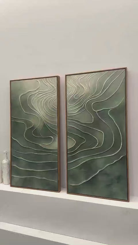 Green 3D Textured Abstract Painting Modern Living Room Wall Decor AURA173