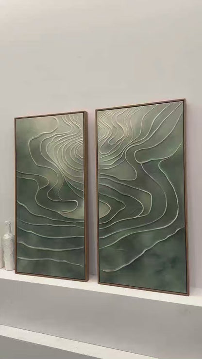 Green 3D Textured Abstract Painting Modern Living Room Wall Decor AURA173