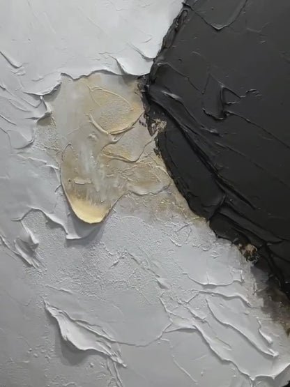 Dynamic Metallic Canvas-Charcoal, Silver & Gold Accents-AURA002