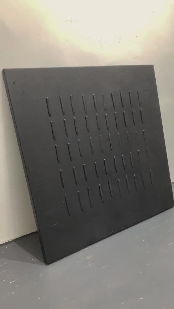 Monochrome Linear Texture Canvas-Deep Matte Black-AURA003