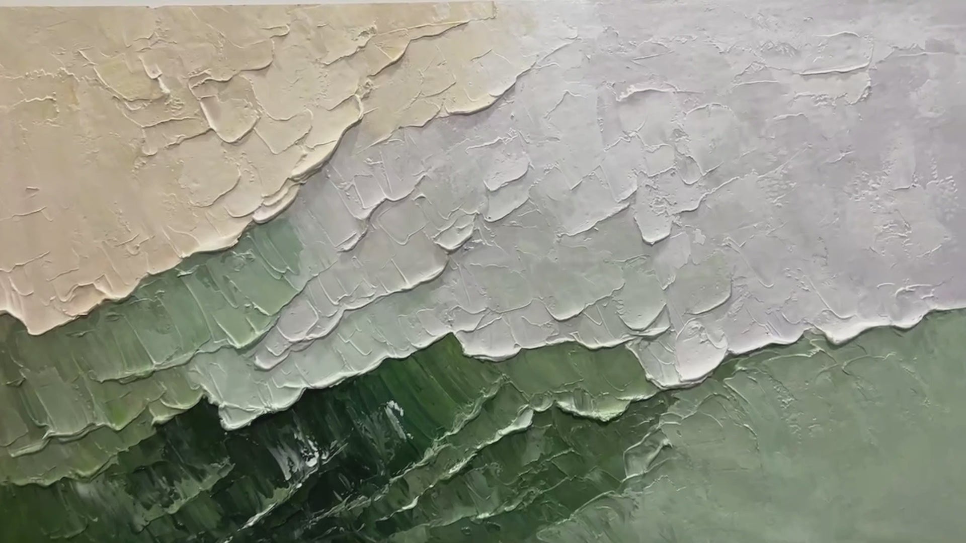 Modern 3D Textured Painting Green Beige for Living Room Decor AURA282