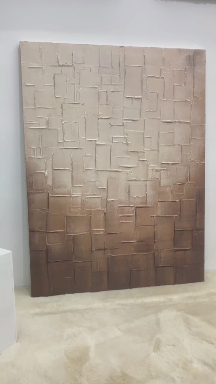 Tiled Stillness-Beige & Brown Wabi-Sabi Art-AURA075