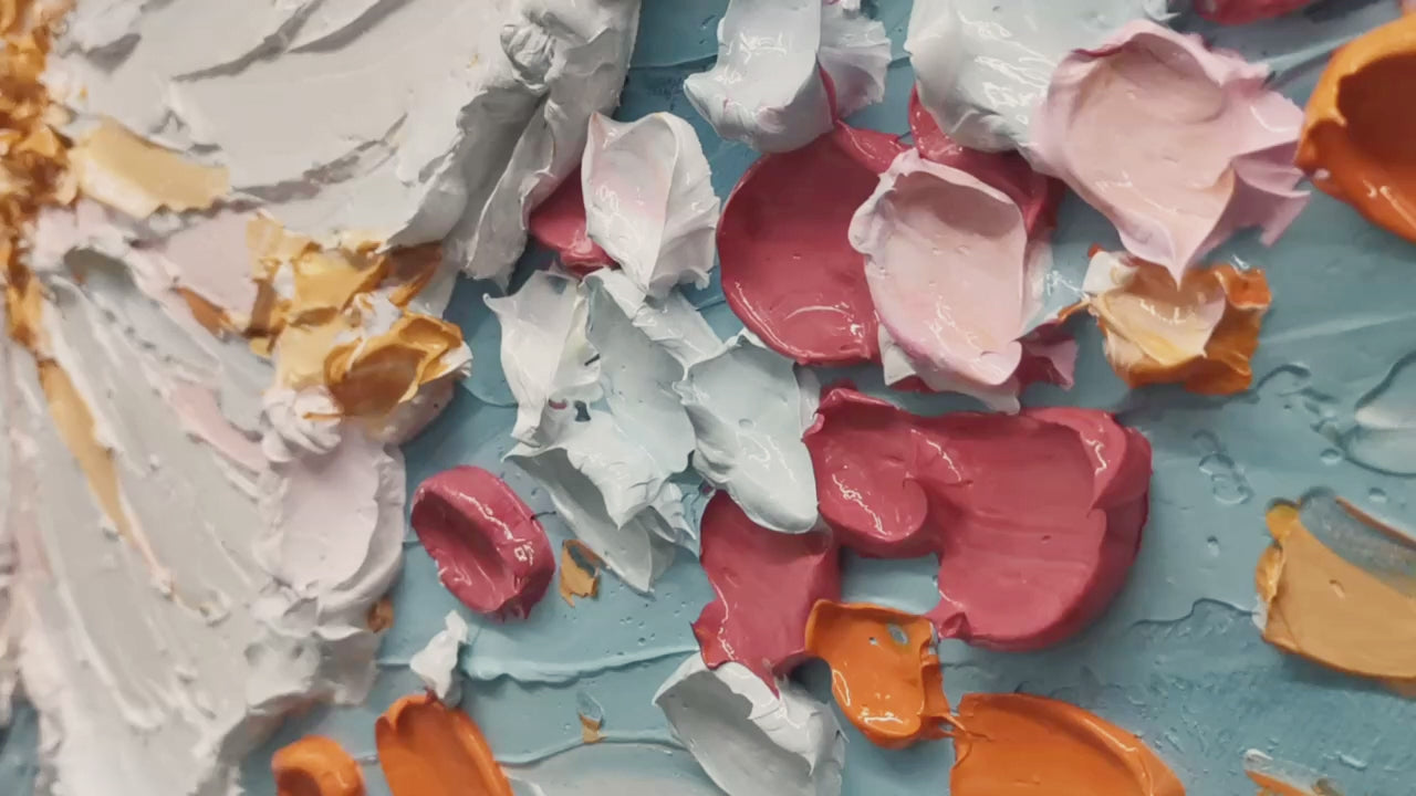 Blooming Calm-Blue & White 3D Textured-AURA062