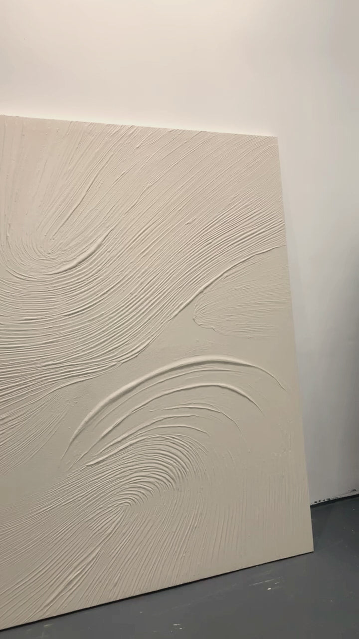 Swirling Textural Canvas-Warm Cream Tones-AURA049
