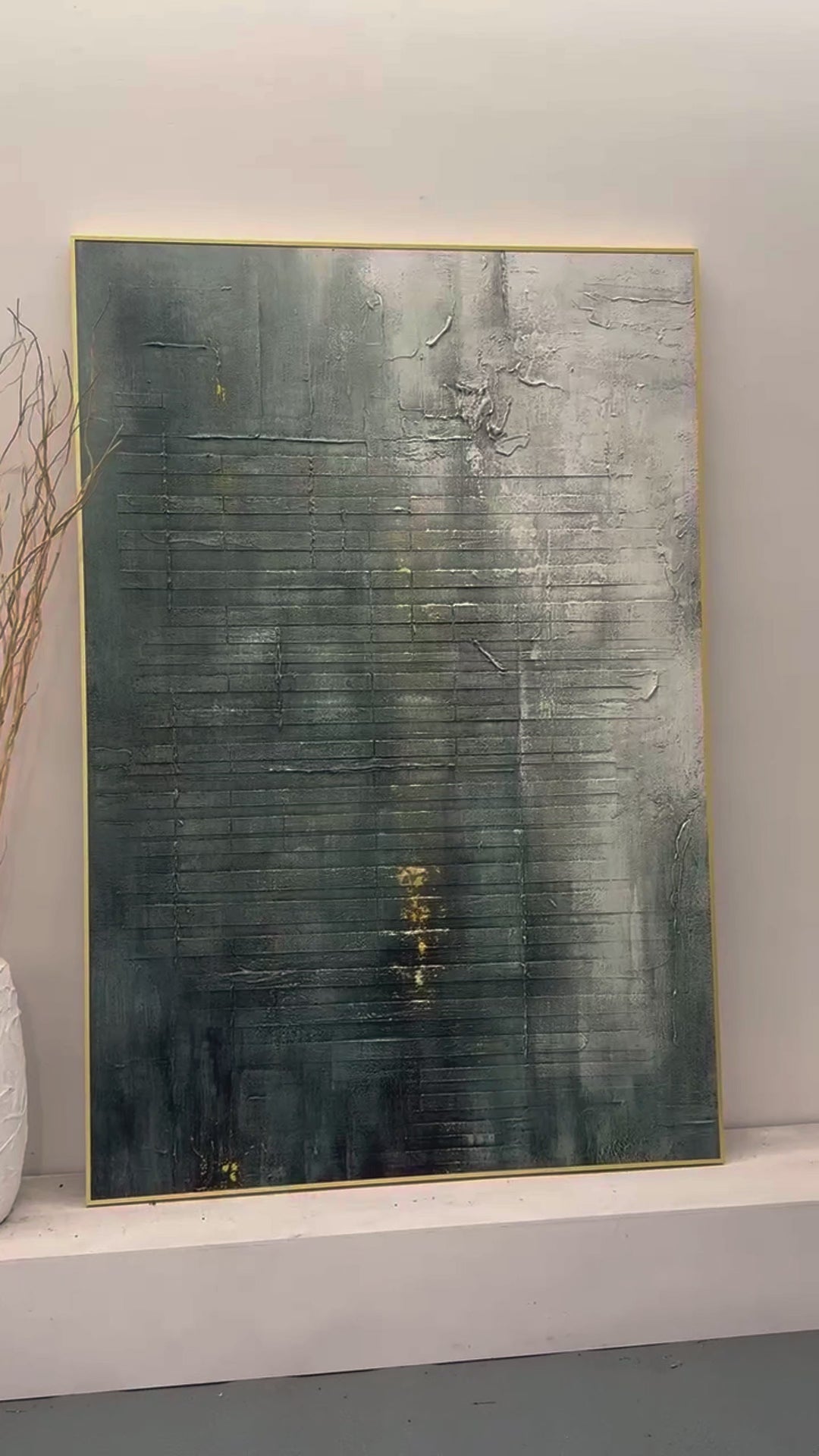 Unique Green Abstract Textured Wall Art for Modern Living Room -AURA176