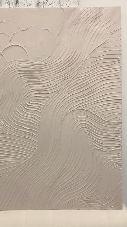 Organic Flow Canvas – Warm Sand Tones – AURA048(Vertical)