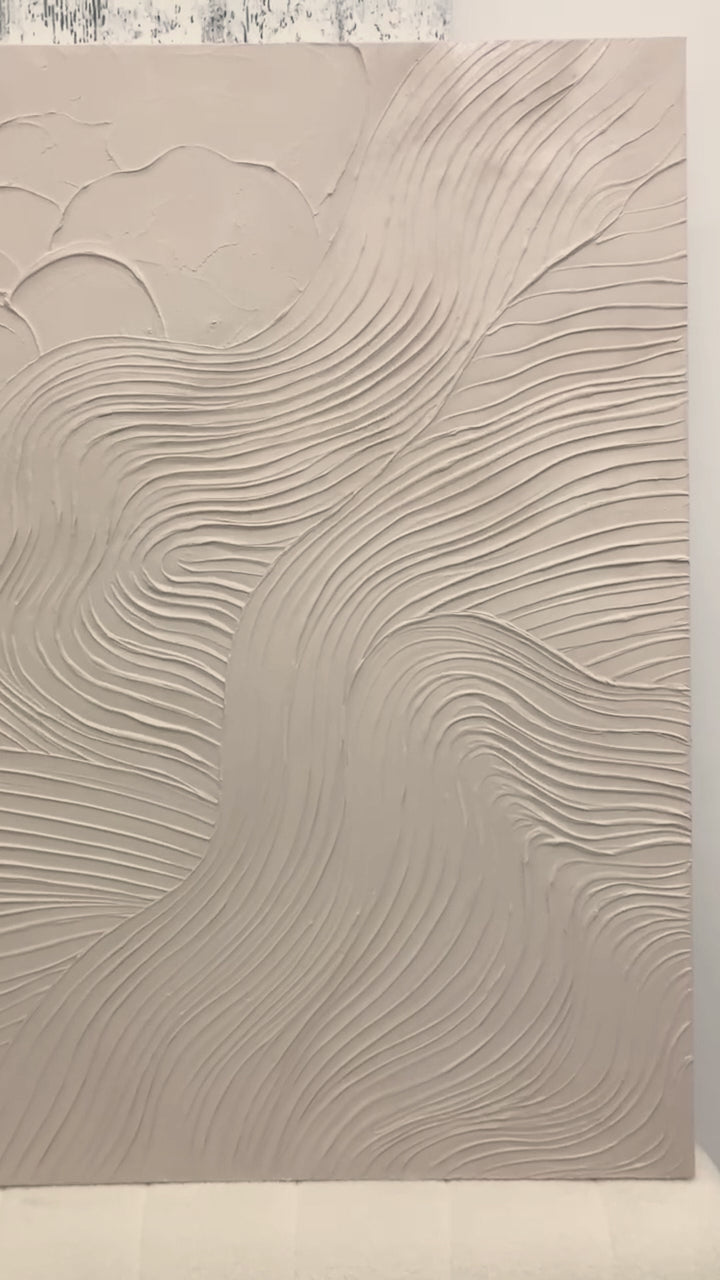 Organic Flow Canvas – Warm Sand Tones – AURA048(Vertical)