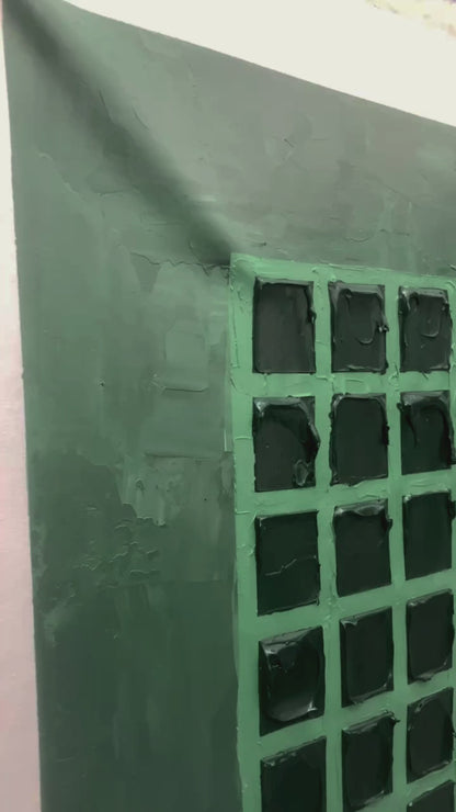 Emerald Grid-Green Abstract Geometry Texture Field-AURA136