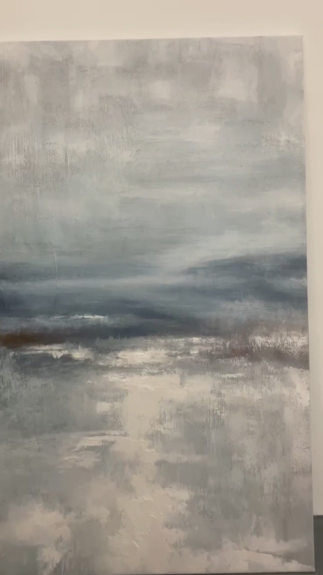 Abstract Seascape Texture Painting-Misty Blue & Taupe Canvas-AURA034