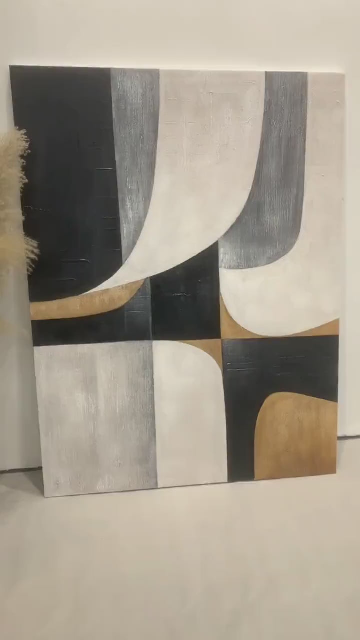 Geometric Balance Neutral Earth Abstract Wall Art-AURA051