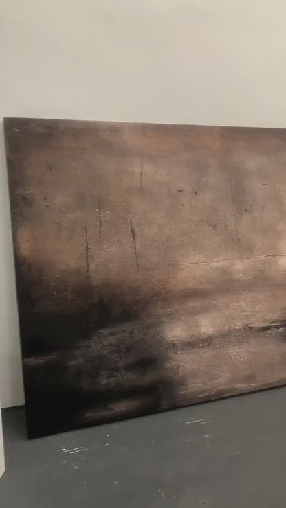 Wabi-Sabi Patina Wall Art – Weathered Copper & Tobacco Umber – AURA017(Horizontal)