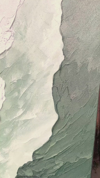 Moss Serenity Canvas – Moss Green & Ivory Textured Wall Art – AURA061