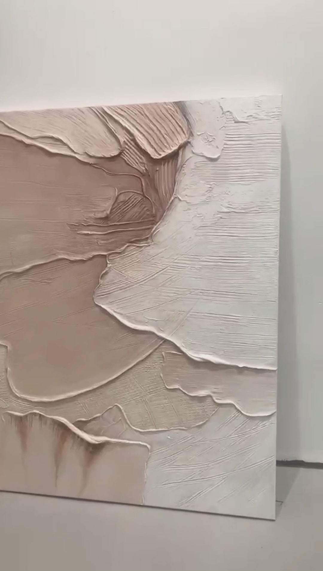 Layered Impasto Canvas – Blush & Cream Tones – AURA008(Vertical)