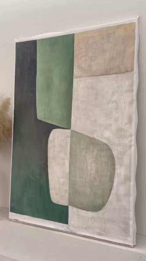 General Abstract Green Beige Wall Art for Home Decor AURA285