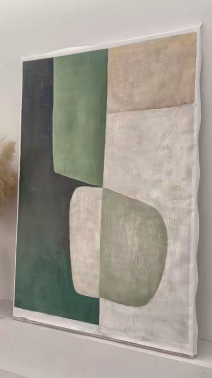 General Abstract Green Beige Wall Art for Home Decor AURA285